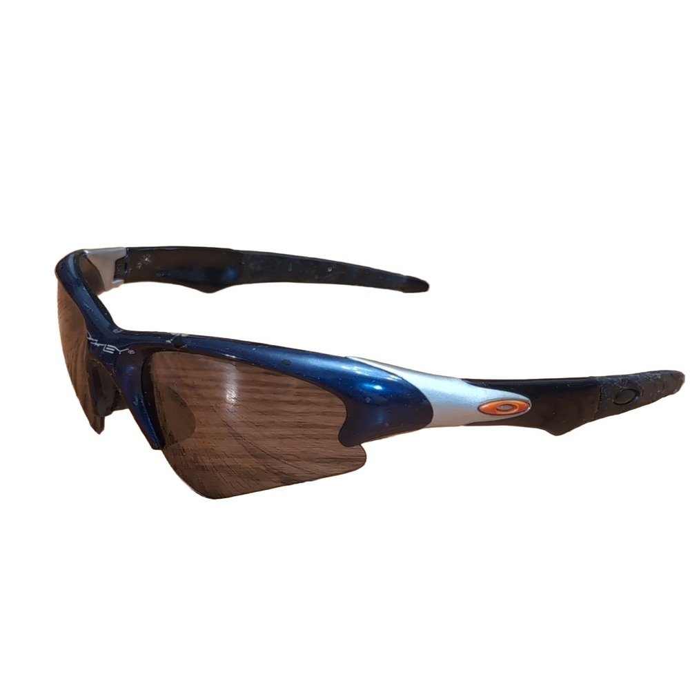 Oakley Flak Jacket Sunglasses Men Blue Gray Oval Sports